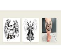 Tatuaje temporal de ángel de la muerte de guerrero de Toges TH576