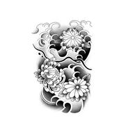 Tatuaje temporal de flor de media manga estilo japonés, resistente al agua, con duración de 1 a 2 semanas, tatuaje falso semipermanente realista.
