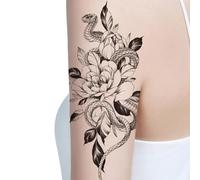 Tatuaje temporal de rosa, tatuaje de flores para mujeres | Pegatina de animales impermeable de 15 días - Artículos para fiestas, tatuajes oscuros, de larga duración para mujeres, niñas, adultos en el