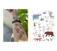 Tatuaje temporal de tortuga de caballito de mar, diente de león, tatuaje de oso, tatuaje de ciervo TH020