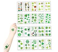 Tatuaje temporal del día de San Patricio, tatuaje de trébol irlandés para decoración del día de San Patricio, 20 hojas de pegatina irlandesa