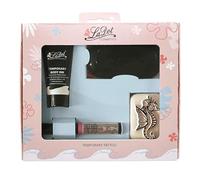 Tatuaje temporal Set M - Caballito de mar - para niños y adultos Contenido: tampón entintador, tatuaje de color negro, delineador rosa, 1 piedra para tatuar tamaño M.