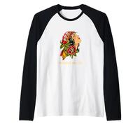 Tatuaje Vintage Mujer Cráneo Rosa Pañuelo Mujer Día 26 Camiseta Manga Raglan