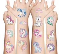 Tatuajes con Purpurina para Niños, 10 Hojas 60 Diseños de Unicornio, Tatuajes Falsos Impermeables para Niñas, Perfectos Rellenos de Bolsas de Fiesta & Decoraciones para Cumpleaños de Unicornio