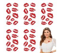Tatuajes de besos temporales, 5pcs tatuajes besos temporales lápiz labial para realeza pegatinas besos impermeables y duraderos tatuajes temporales para halloween navidad fiestas accesorios