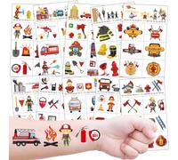 Tatuajes de Bomberos para Niños, 10 Hojas Infantiles Tattoos para Fiesta Suministros Juguetes Regalos Cumpleaños
