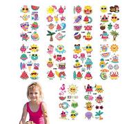 Tatuajes de niños | 10 hojas de tatuajes temporales para fiestas en la piscina de verano para niños - Brillo helado tatuajes temporales verano fiesta tatuaje hawaiano Luau tatuajes para playa Shangjia