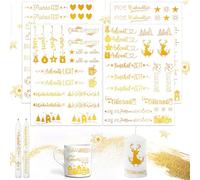 Tatuajes de velas dorados con purpurina para Navidad, 4 unidades, A5, hoja de oro, lámina de vela para decorar, regalo