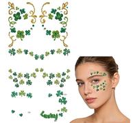 Tatuajes del Día de San Patricio, Pegatinas faciales para tatuajes de trébol en el día de San Patricio ┬ juego de 3 piezas 9516] diseño verde con la palabra "suerte" grabada