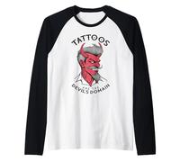 Tatuajes Dominio del Diablo Divertido Vintage Tatuador de Diablo Tintado Camiseta Manga Raglan