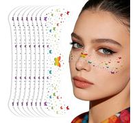 Tatuajes Faciales con Purpurina, 8pcs Tatuajes Temporales Pecas para Cara, Tatuaje de Pecas con Purpurina, Maquillaje de Peca Brillantes, para Concierto del Orgullo Carnaval Fiestas (Color A)