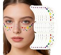 Tatuajes Faciales con Purpurina, 8pcs Tatuajes Temporales Pecas para Cara, Tatuaje de Pecas con Purpurina, Maquillaje de Peca Brillantes, para Concierto del Orgullo Carnaval Fiestas (Color B)