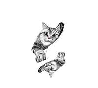 Tatuajes falsos impermeables de gato japonés, adorable mascota, tatuaje semipermanente for el brazo, divertido tatuaje temporal de gato for hombres y mujeres.(5pcs)