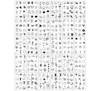 Tatuajes Falsos Negro Pequeños Temporales Kit 30 Hojas Mini Negro Dedo Tattoo Temporales Impermeables Duraderos 360 Patrones Estilo Bohemio Pequeños Tatuajes Temporales para Piernas Brazos Trasero