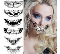 Tatuajes Halloween Cara Pegatinas Esqueleto Maquillaje Accesorios, Tatuajes Temporales Disfraz Halloween Mujer Terror Falsos Tatuajes Joker Zombie Vampiro Props Cosplay Halloween DecoracióN Party