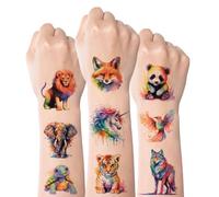 Tatuajes para niños, 10 hojas, acuarelas, animales, tatuajes para niños, amigables con la piel, juguetes pequeños regalos para niñas jóvenes a partir de 4, 5, 6, 7, 8, 9 años, calendario de Adviento