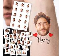 Tatuajes Personalizados - Tatuajes Temporales Adultos Personalizados con Rostro Foto Nombre - Tatuaje Personalizado Impermeables para Despedida de Soltero,Graduación,Boda,Cumpleaños