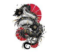 Tatuajes. Tatuajes Temporales,1 Hoja De Serpiente Negra Girando Dragón Etiqueta Engomada Del Tatuaje Temporal Estilo Chino Flor Brazo Muslo Que Cubre Cicatriz Tatuaje Falso