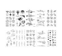 Tatuajes Temporales,10 Hojas,110pcs+Pequeños tatuajes impermeables líneas, flores,animal etc,para niños,adultos,hombres y mujeres,Decoración Cumpleaños Fiesta