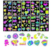 Tatuajes Temporales 12 HojasTatuajes Fluorescentes Fiesta Luminoso Pegatinas Cara Brillantes Fluorescente UV Cuerpo Cara Tatuajes Cumpleaños Juegos, Divertidas Regalo