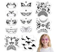 Tatuajes Temporales 12 piezas para niños y adultos, plantillas de maquillaje reutilizables, plantillas creativas para tatuajes, ideales para fiestas de Halloween