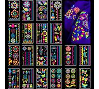 Tatuajes Temporales 20 Hojas Tatuajes Luminosas Bajo Neon UV Luz Negra para Niños, Adolescentes, Adultos - Decoracion Chulos para Fiestas Cumpleaños y Party Neon, Regalos Originales para Mujer y Niña