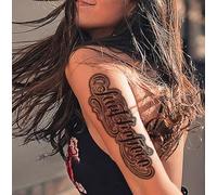 Tatuajes Temporales A Base De Hierbas, Lavables, No Reflectantes, Con Letras Inglesas Dominantes Europeas Y Americanas, De Medio Brazo, Con Flores, Semipermanentes Y Con Una Duración De 2 Semanas.