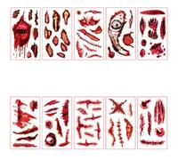 Tatuajes Temporales Adultos, Resistente al Agua y al Sudor, Reutilizable Tatuajes Temporales, Pegatinas de Tatuajes de Cicatrices Para Juegos de Rol de Halloween (Serie S)