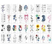 Tatuajes Temporales Con Iconos Sencillos, Creativos, Artísticos Y Bonitos; Resistentes Al Agua Y Al Sudor, Y De Estilo Retro. 105X60MM A152