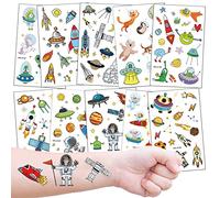 Tatuajes Temporales de Espacio Exterior para Niños Niñas, 10 Hojas Infantiles Tattoos Regalo para Cumpleaños Festival Fiesta