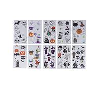 Tatuajes Temporales De Halloween Tatuajes Temporales Realistas Tatuajes con Purpurina De Varios Tamaños, Pegatinas De Tatuaje Iluminadas con Cara De Dibujos Animados para Niños