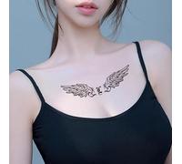 Tatuajes Temporales De Hierbas Con Alas De Ángel Simuladas En El Pecho Y El Cuello, Pequeños, Semipermanentes, Que Duran 2 Semanas, Para Hombres Y Mujeres, A Prueba De Agua.