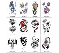 Tatuajes Temporales De Tótem En Color Blanco Y Negro, Resistentes Al Agua Y De Larga Duración, Pequeños Tatuajes De Flores En El Brazo, Tatuajes De Animales, Tatuajes En El Pecho. 120 * 190mm A196