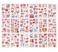 Tatuajes Temporales En Forma De Corazón Para Niñas, Pegatinas Con Caras De Dibujos Animados, Amor Rosa Para El Día De San Valentín 120 * 75mm
