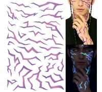 Tatuajes Temporales Fluorescente Morado - Pegatinas de Tatuaje con Efecto UV Glow y Diseño Demonio Púrpura, Pegatinas de falsos, para Cosplay, Festivales, Carnaval, cumpleaños, Halloween Escenario