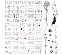 Tatuajes Temporales Frases Y Dibujos 60 Hojas Tatuajes Semipermanentes Con Citas En Letras Negro Blanco Palabras Líneas Flores Hojas Tatuajes Temporales Para Mujer Hombre Diaria Fiestas