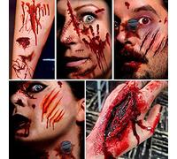 Tatuajes Temporales Halloween, Pegatinas Zombie Tattoo | 10 hojas grandes de Halloween zombi scars tatuaje terror heridas falsas adhesivo para fiestas, maquillaje zombi cara