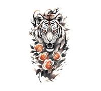 Tatuajes temporales impermeables para hombres y mujeres, calcomanías de tatuaje animal, tigre, león, lobo, reloj, tatuaje para mano, brazo, arte corporal (001)