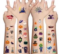 Tatuajes temporales luminosos de Halloween para niños, 20 hojas, brillo de Halloween en el cuerpo de la cara oscura, tatuajes temporales para niños y niñas, premios de Halloween a granel, regalos de