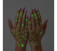 Tatuajes temporales luminosos para mujer, tatuajes luminiscentes minimalistas de dedos pequeños, decoraciones bohemias, arte de línea fina, juego de pegatinas de tatuaje falso para niños y mujeres