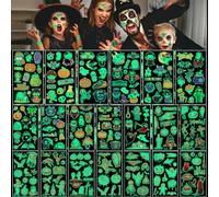 Tatuajes Temporales Niños de Halloween, 20 Hojas Tatuaje Luminoso de Halloween Pegatinas, Pegatinas de Tatuajes para Niños y Niñas, Impermeable y de Larga Duración, Para Fiestas Mascarada