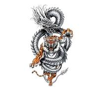 Tatuajes temporales para hombres, tatuaje geométrico realista de coyote, tatuaje falso, impermeable, 19 x 19 cm (002)