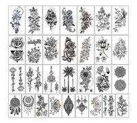 Tatuajes temporales para mujeres, tatuaje de flores, tatuaje falso de larga duración, pegatina corporal Floral para mujeres y niñas, 30 hojas