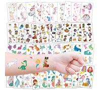 Tatuajes Temporales Para Niños Niñas, 40 Hojas Unicornio Dinosaurio Pirata Sirena Dibujos Animados Tatuaje Mixto Para Infantiles Regalo Fiesta de Cumpleaños Bolsas Relleno, Uso Seguro