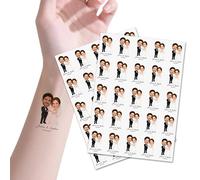Tatuajes Temporales Personalizados para Boda, Tatuajes con Foto/Rostro/Mombre/Logotipo Tatuajes Temporales con Cara, Decoración para Invitados y Pareja de Novios Pegatinas de Tatuaje para Boda