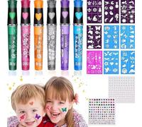 Tatuajes Temporales Purpurina Niños Con 6 Bolis 9 Tatuajes Plantillas Rotulador Para Tatuajes Temporales Con Purpurina En Polvo Set De Rotuladores Para Tatuajes Infantiles Para Fiesta Halloween