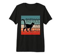 Tatuajes y Gatos Silueta de Gato Arte del Tatuaje corazón Camiseta Premium