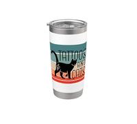 Tatuajes y gatos silueta de gato arte del tatuaje corazón Vaso térmico de acero inoxidable de doble pared