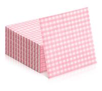 Tatuo 100 Hojas de Servilletas de Papel a Cuadros Desechables Servilletas Clásicas a Cuadros de Búfalo de 3 Capas de 12,9 x 12,9 Pulgadas para Navidad Año Nuevo Fiesta de Cumpleaños(Rosa y Blanco)