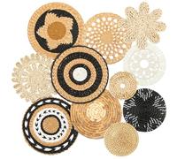 Tatuo 11 canastas de pared bohemias para decoración de pared, cesta tejida de junco, decoración de pared, arte bohemio de pared, cestas redondas para colgar en la pared, para decoración rústica del